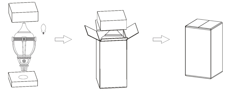 LED acorn fixture packing detail