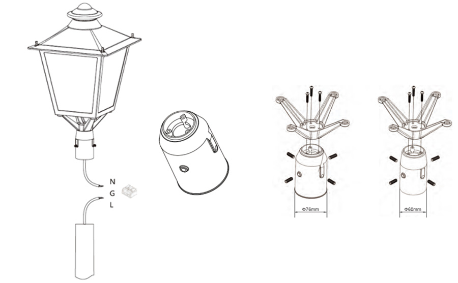 LED lantern fixture installation