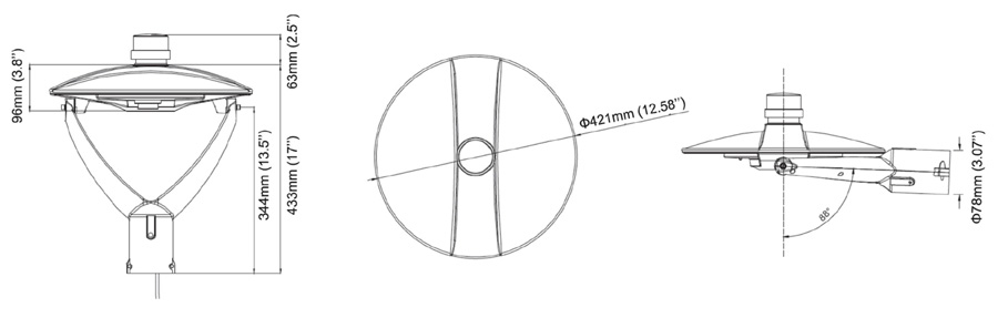 LED post top fixture dimension